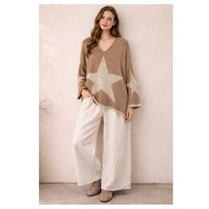 Brand Bazar wool blend metallic star boxy sweater Size 2 made in Italy lagenlook